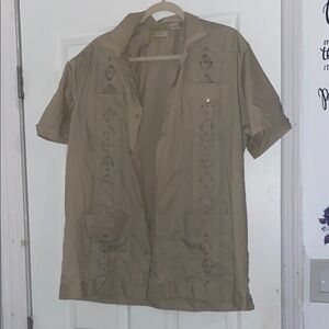 Tan Embroidered Short Sleeve Shirt by Charter Club